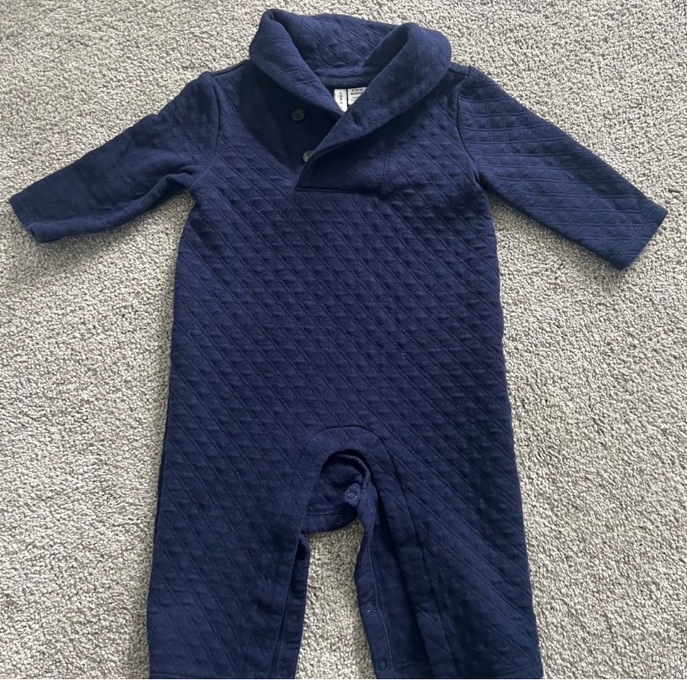 Janie and Jack Baby Boys Navy Shawl collared One-Piece